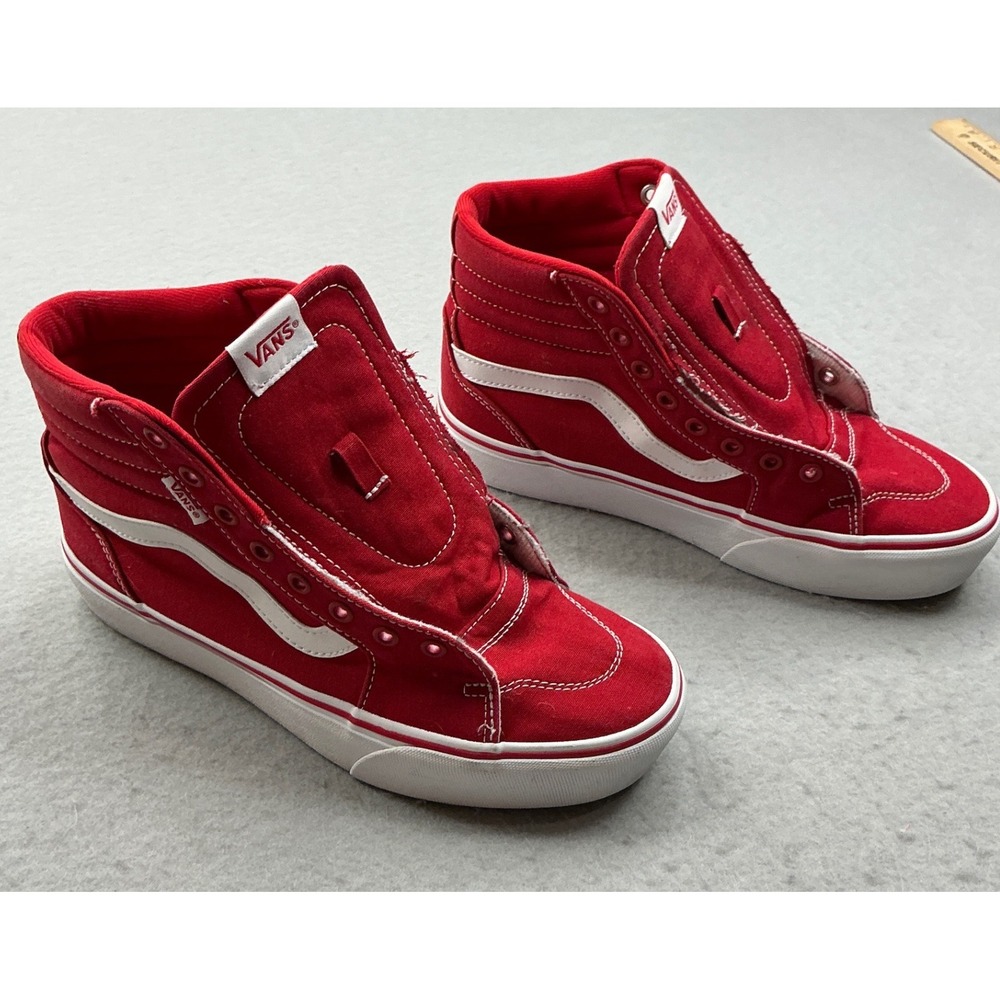 Vans Sk8-Hi Red Canvas High Top Sneakers Womens Size 9 Skate Streetwear‎